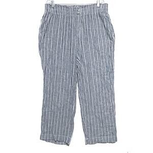 Briggs Linen Rayon Pull On Pants Women XL Coastal Striped Boho Chic Summer Beach